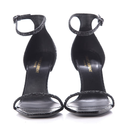 Saint Laurent Glitter Opyum Sandals 38 Black 2 of 11