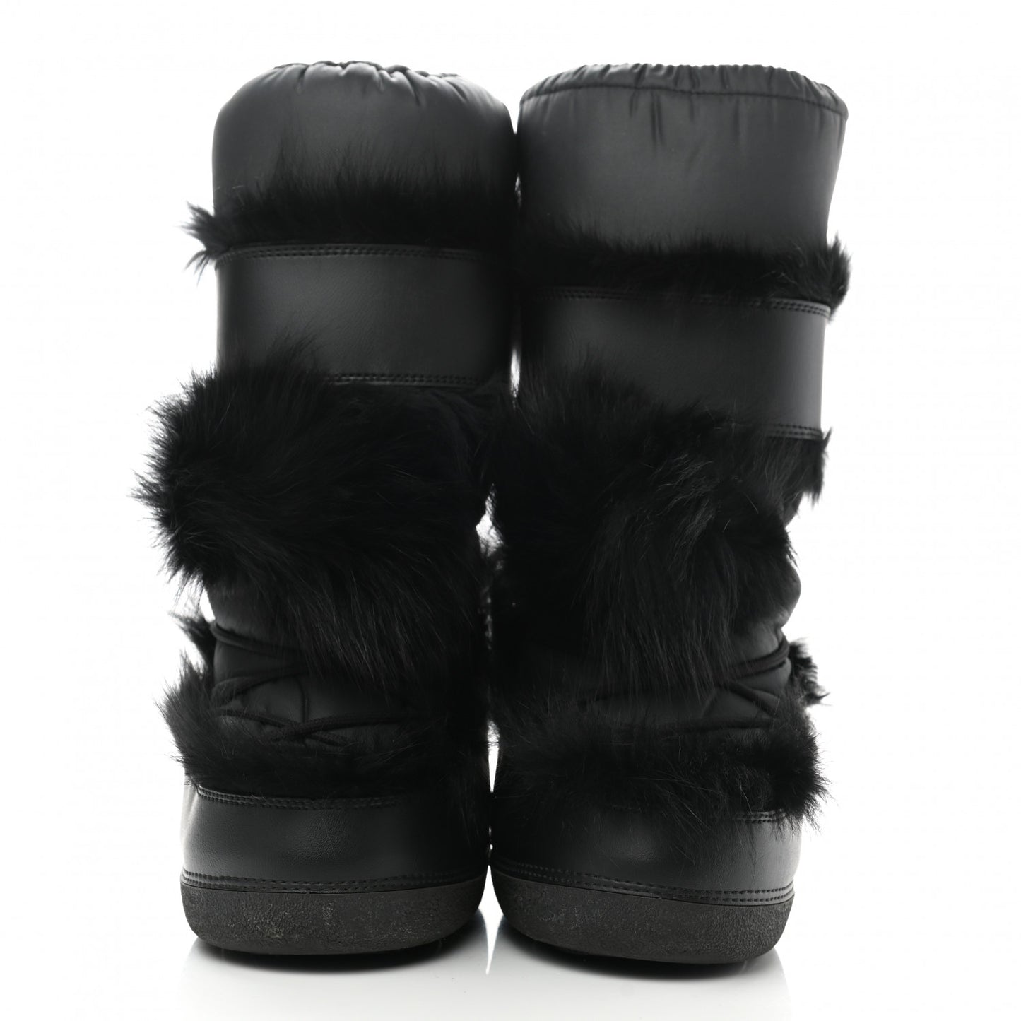 Canvas Calfskin Fur Womens Moon Boots 35-37 Black