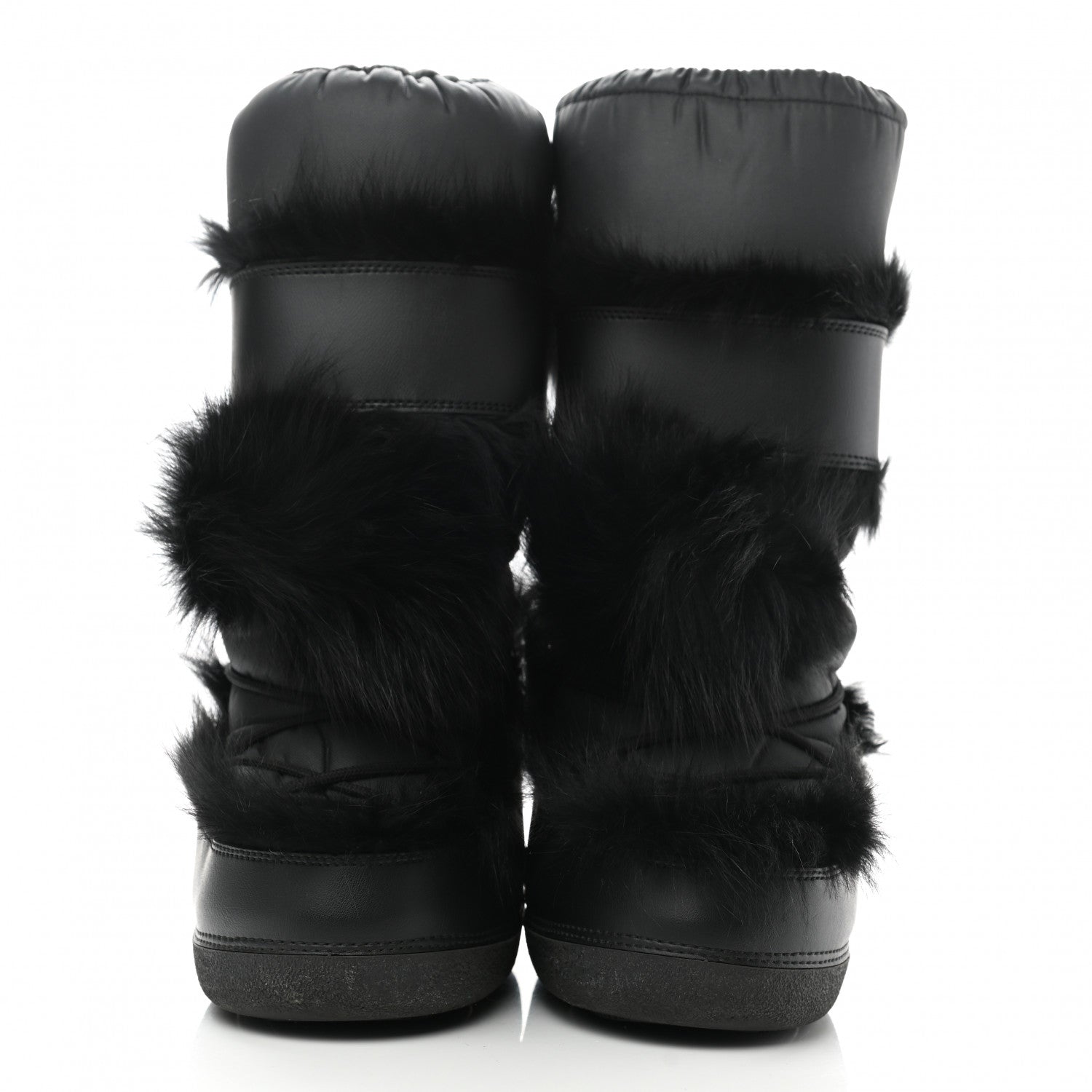 Christian Dior Canvas Calfskin Fur Womens Moon Boots 35-37 Black 2 of 10