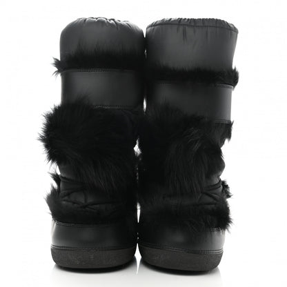 Christian Dior Canvas Calfskin Fur Womens Moon Boots 35-37 Black 2 of 10