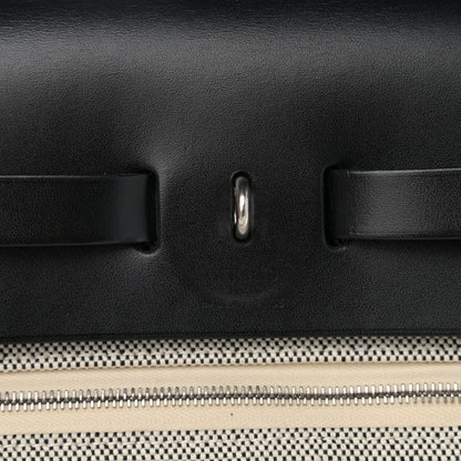 Hermes Vache Hunter Toile H Pegase Pop Herbag Zip Retourne 31 PM Bleu Indigo Ecru Black 7 of 12