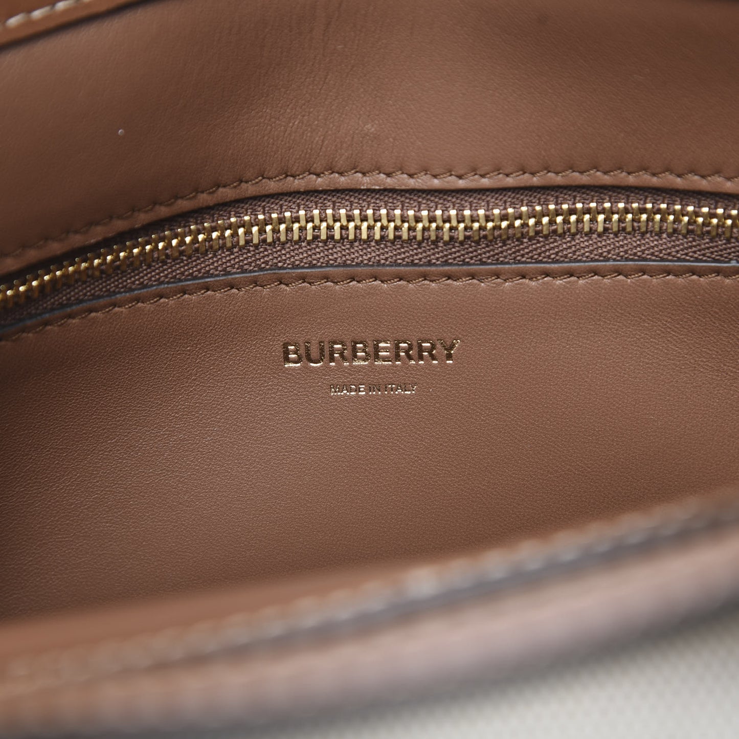 Canvas Smooth Calfskin Two Tone Mini Pocket Bag Natural Malt Brown