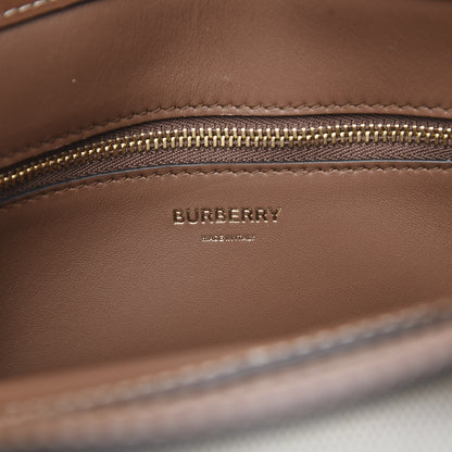 Burberry Canvas Smooth Calfskin Two Tone Mini Pocket Bag Natural Malt Brown 6 of 9