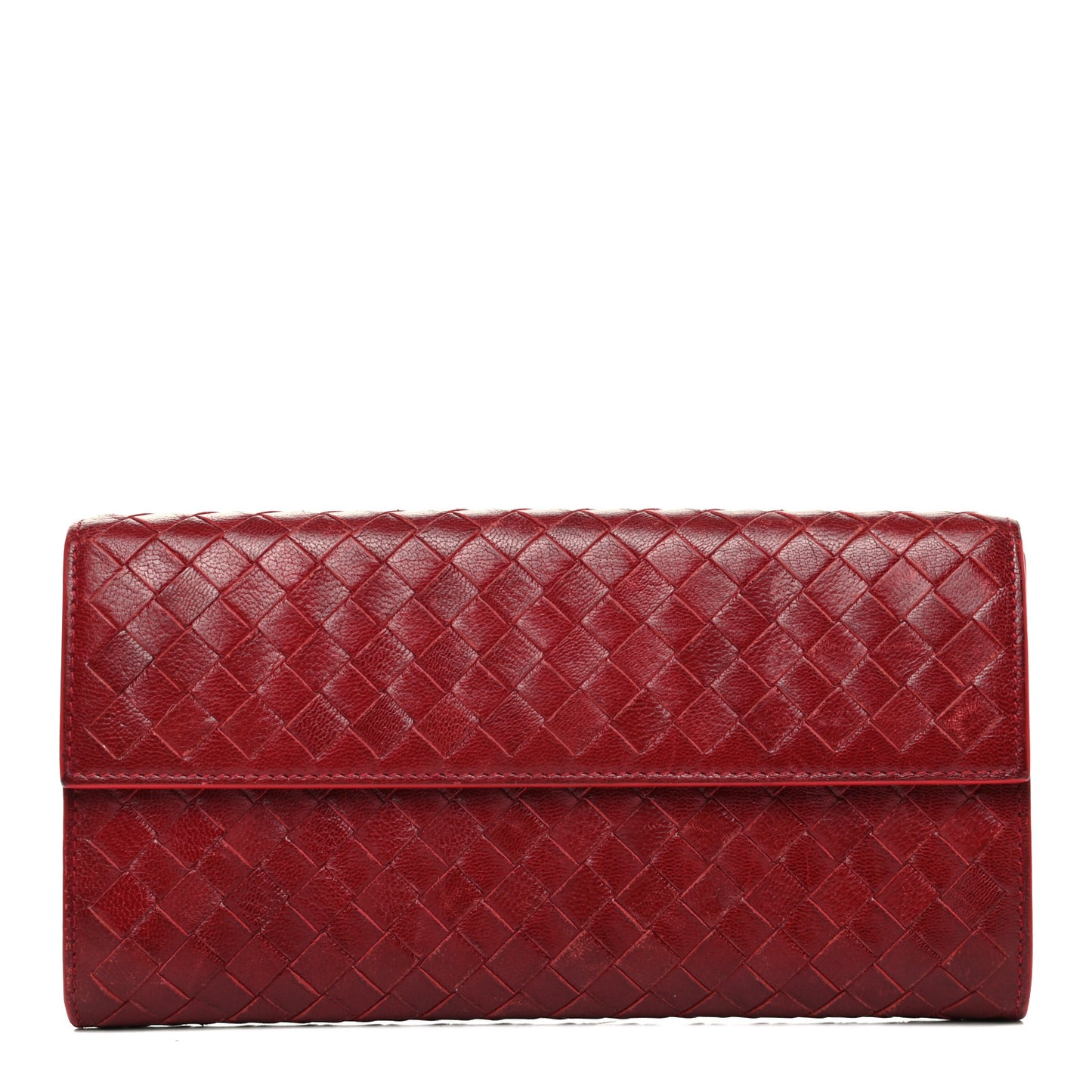 Nappa Intrecciato Continental Flap Wallet Cassis
