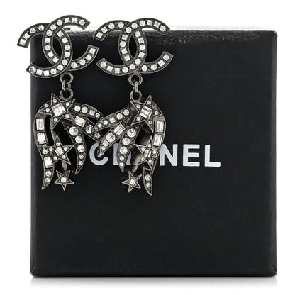 Chanel Ruthenium Crystal Baguette CC Wing Star Earrings 5 of 5