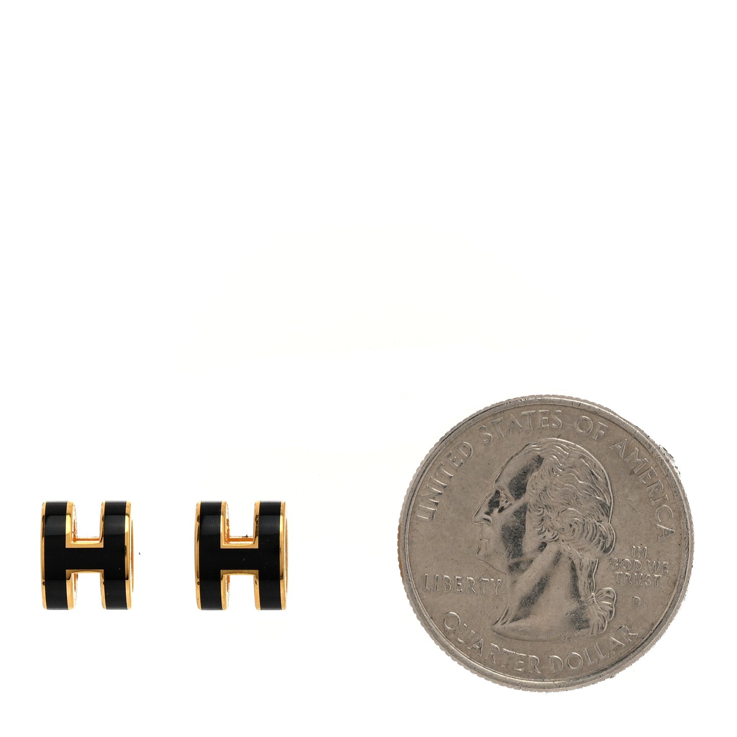 Gold Lacquered Mini Pop H Earrings Black