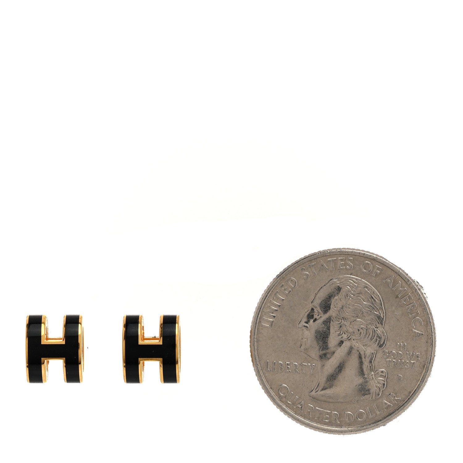 Hermes Gold Lacquered Mini Pop H Earrings Black 2 of 6