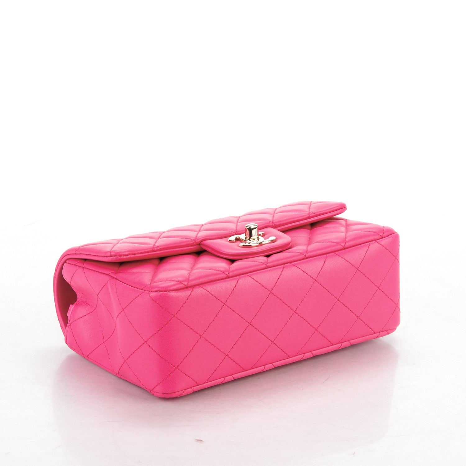 Chanel Lambskin Quilted Mini Rectangular Flap Dark Pink 4 of 7