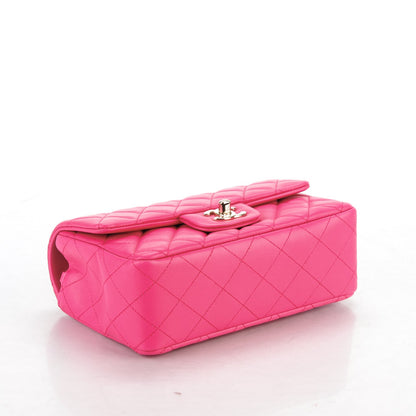 Chanel Lambskin Quilted Mini Rectangular Flap Dark Pink 4 of 7