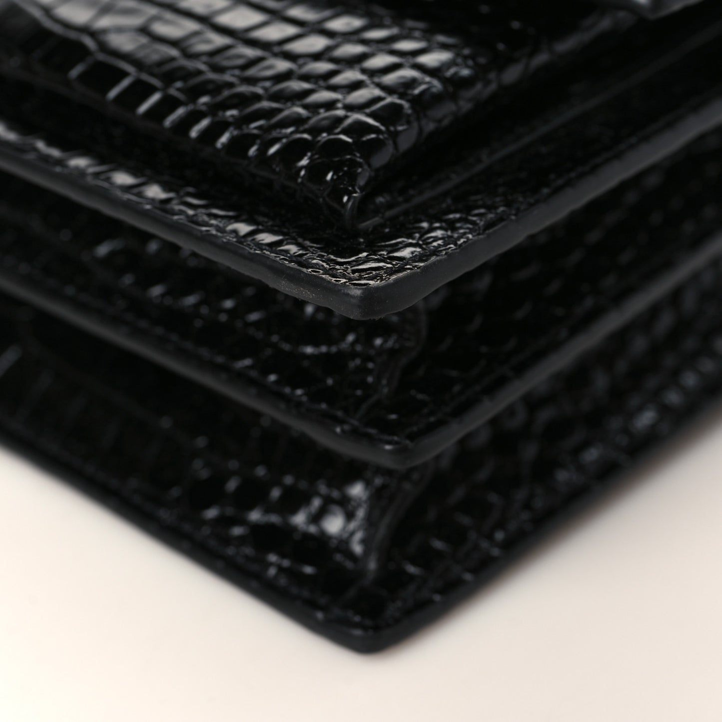 Calfskin Crocodile Embossed Medium Monogram Sunset Black
