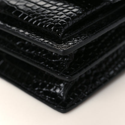 Saint Laurent Calfskin Crocodile Embossed Medium Monogram Sunset Black 9 of 9