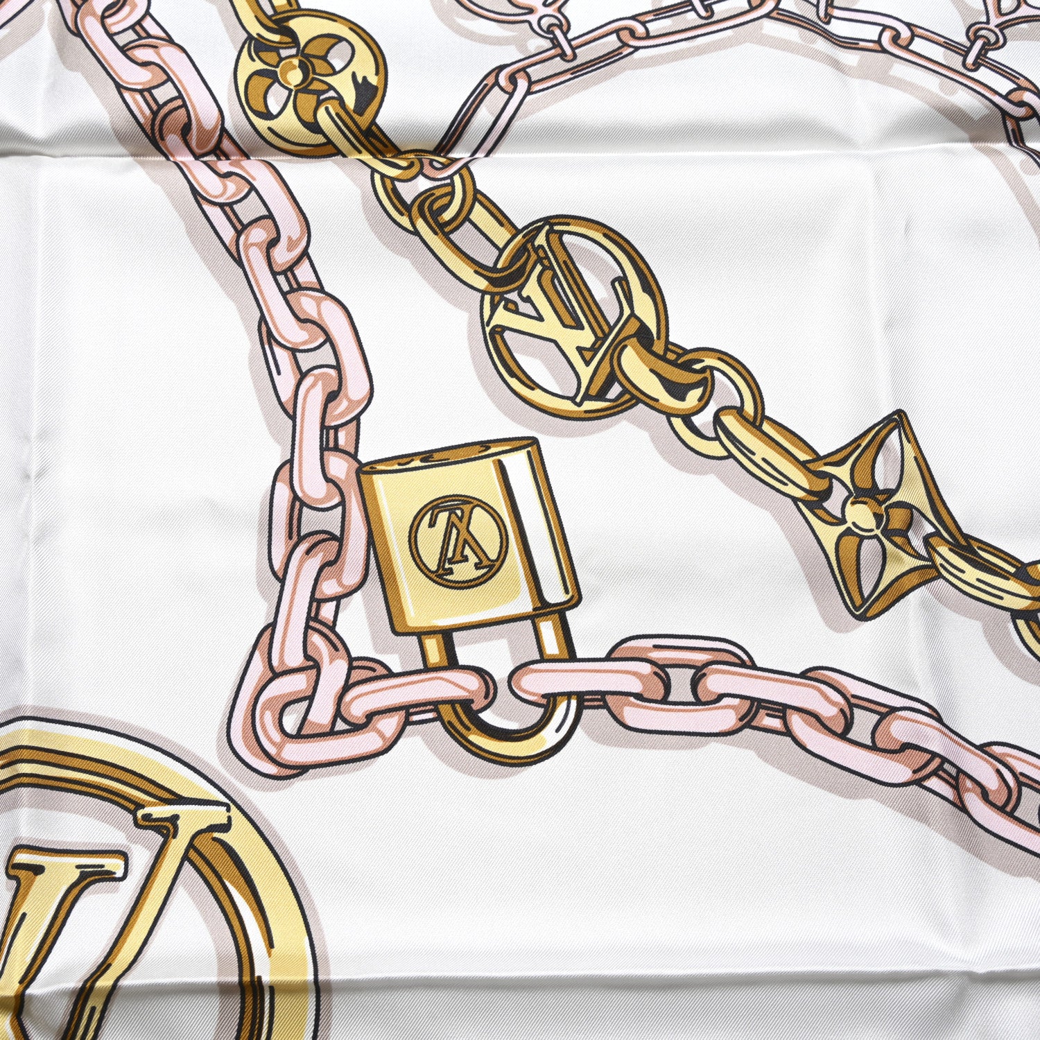 Louis Vuitton Silk Bejeweled Square Scarf 90 Beige 3 of 4