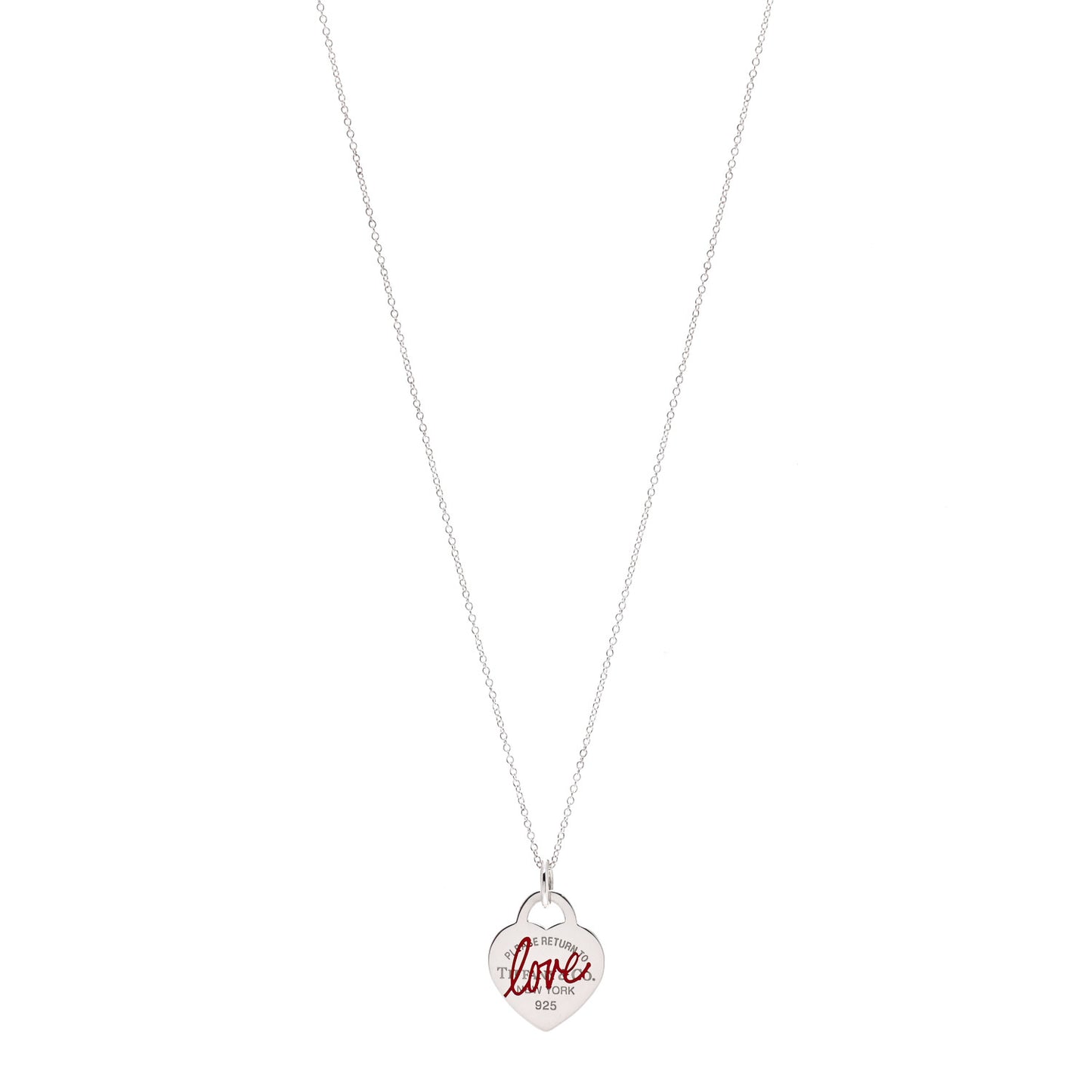 Sterling Silver Enamel Return to Tiffany Love Pendant Necklace