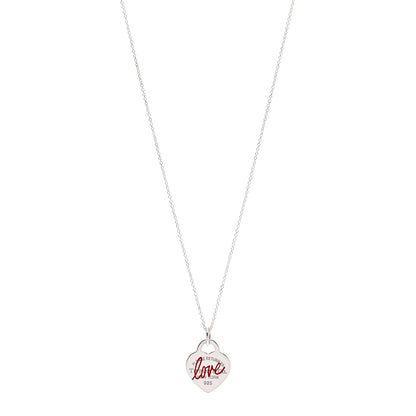 Tiffany Sterling Silver Enamel Return to Tiffany Love Pendant Necklace 1 of 6