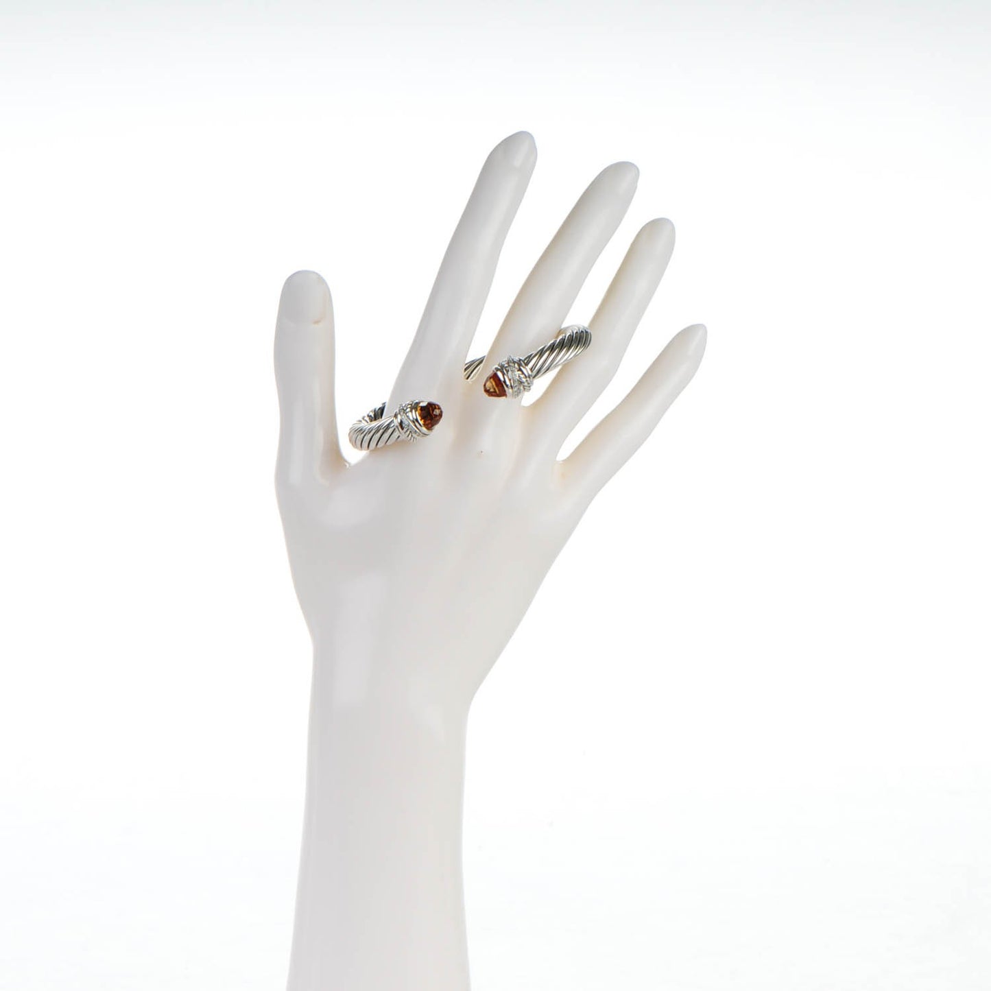 Sterling Silver Diamond Citrine 7mm Cable Crossover Bracelet