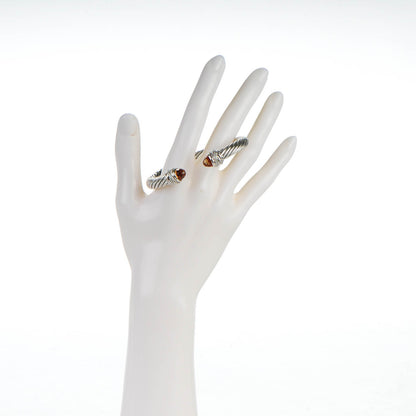 David Yurman Sterling Silver Diamond Citrine 7mm Cable Crossover Bracelet 2 of 5
