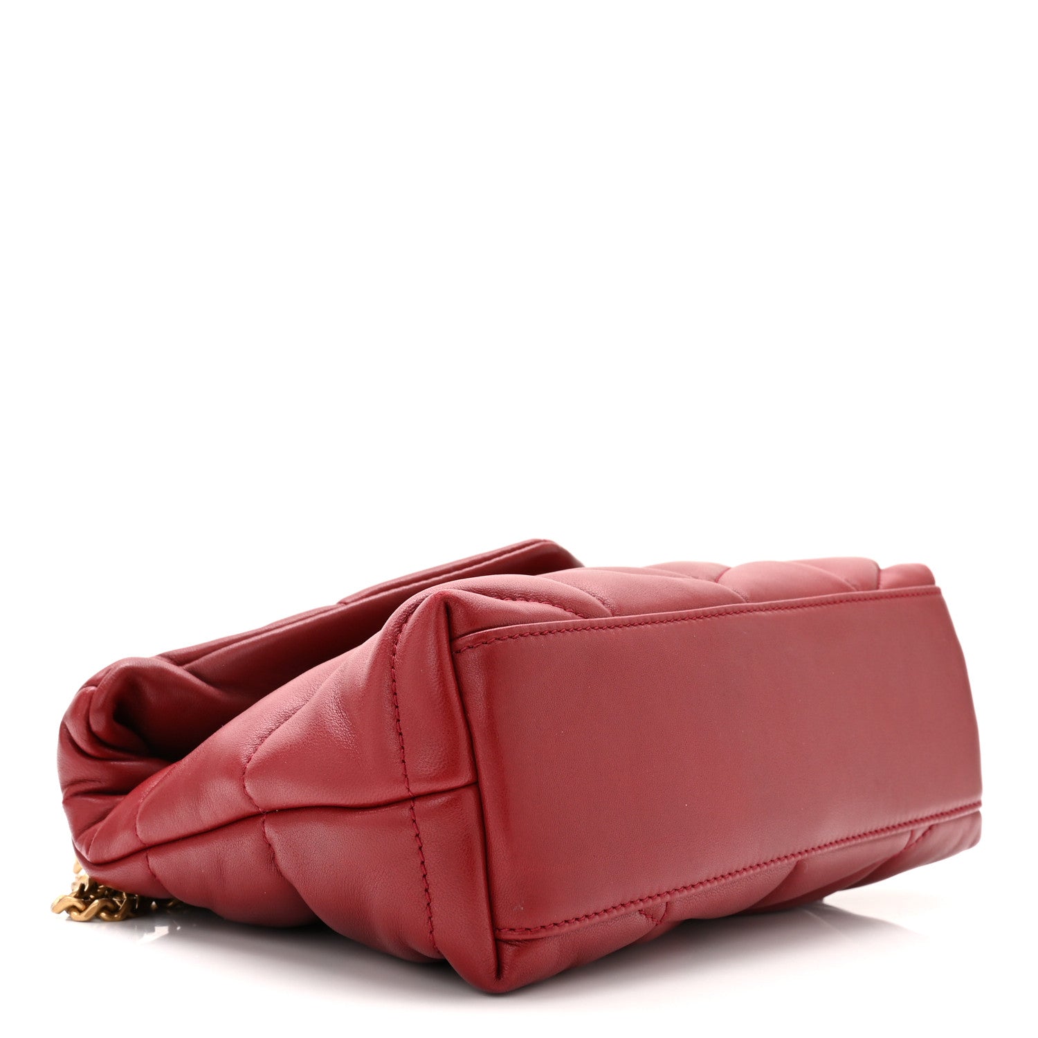 Saint Laurent Lambskin Quilted Toy Loulou Puffer Monogram Chain Satchel Red 4 of 10