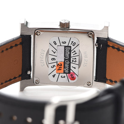 Hermes Stainless Steel Barenia Diamond Bezel Mother of Pearl 21mm Heure H Hour Quartz Watch Noir 4 of 6