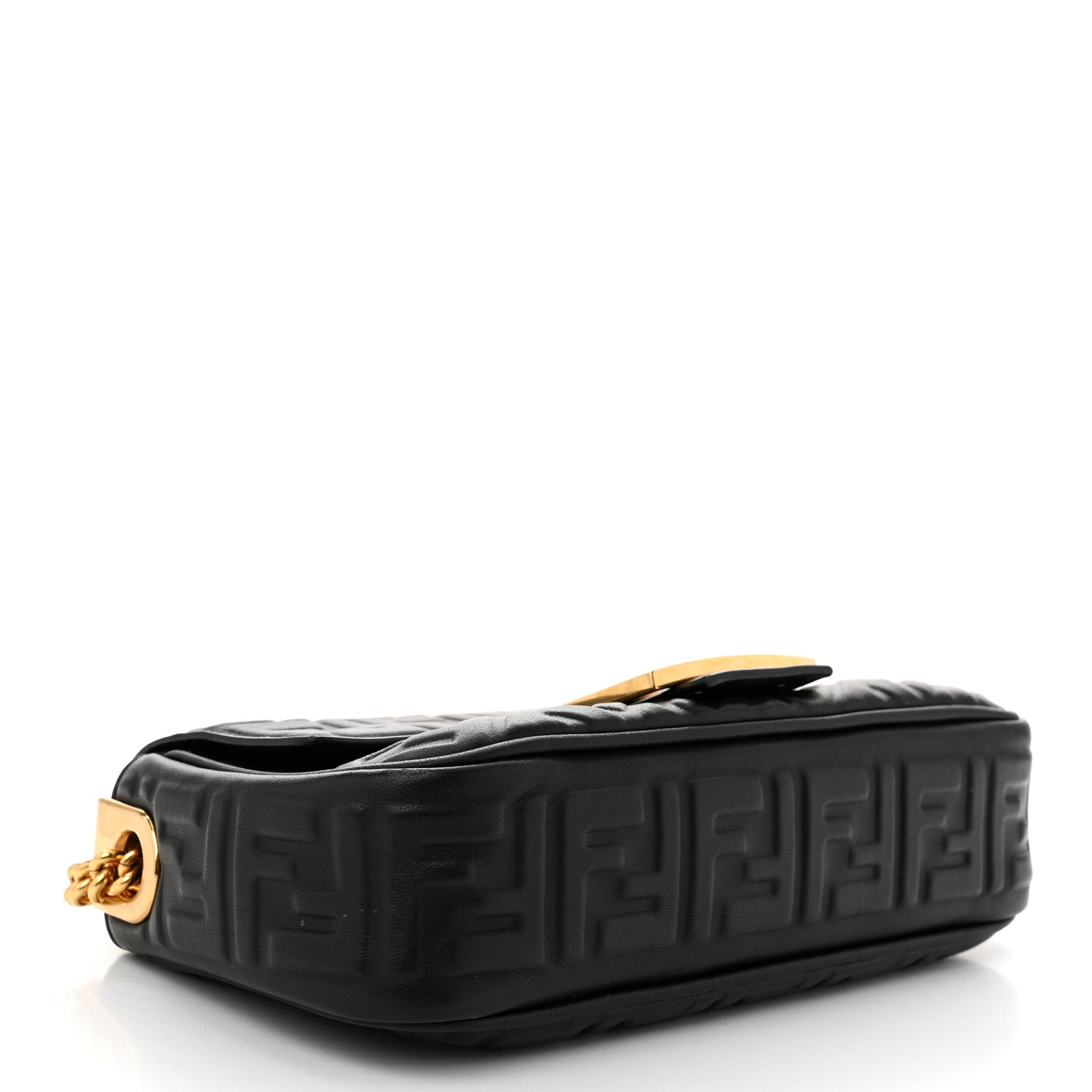 Fendi Nappa Small FF Embossed Mid Chain Baguette Black 4 of 10