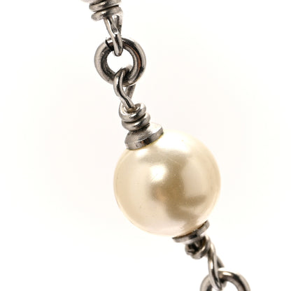 Chanel Pearl Crystal Bead CC Long Necklace Black 5 of 6