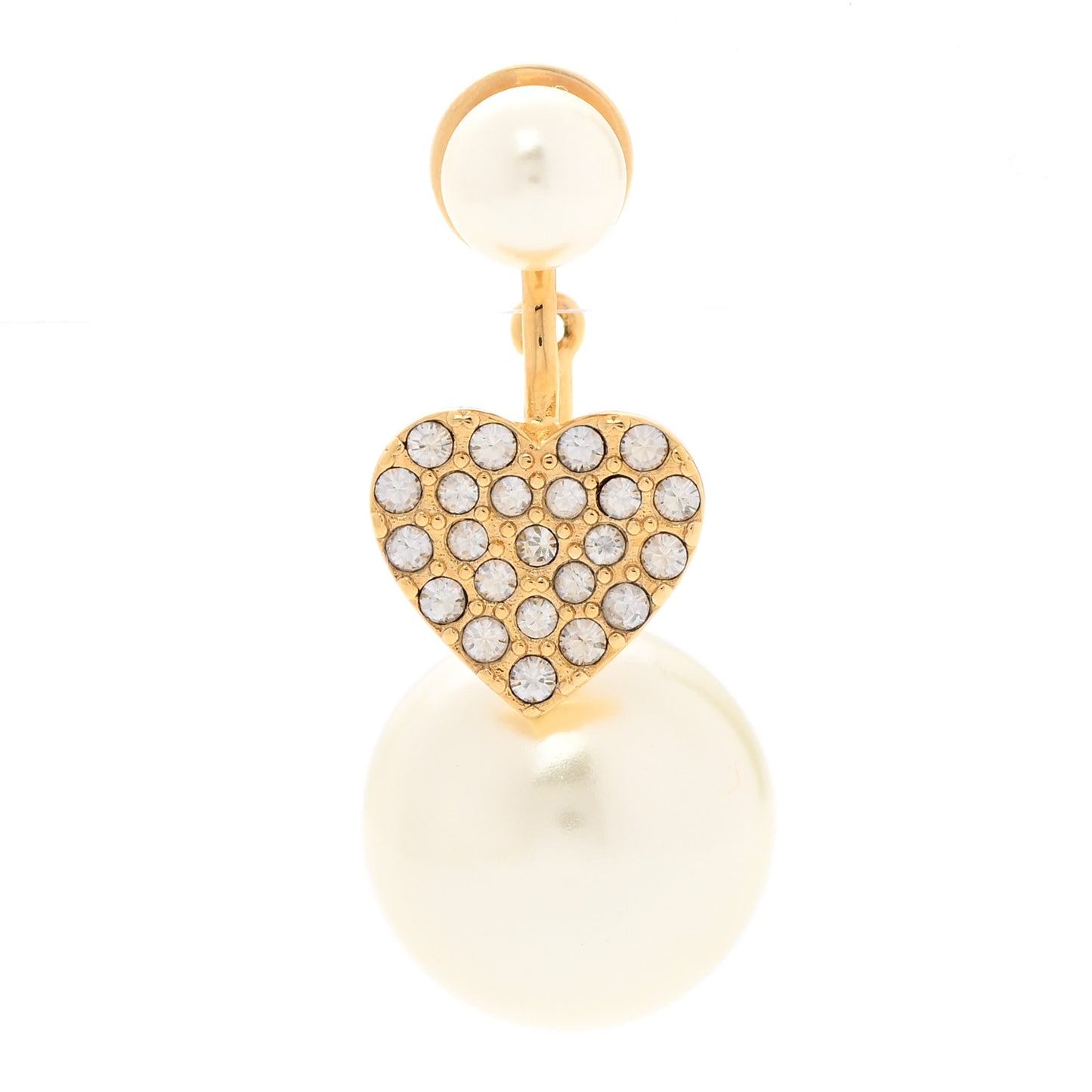 Pearl Crystal Heart Tribal Earring Gold