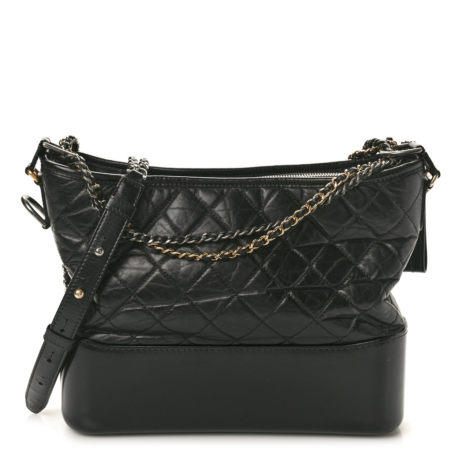 Chanel Aged Calfskin Quilted Medium Gabrielle Hobo Black 1 of 11