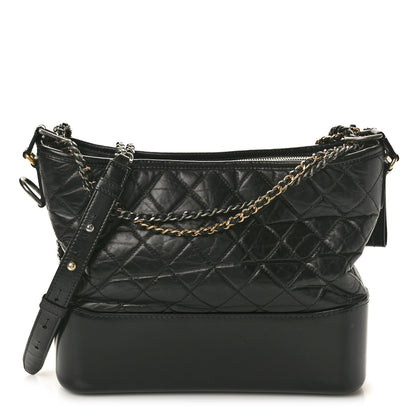 Chanel Aged Calfskin Quilted Medium Gabrielle Hobo Black 1 of 11