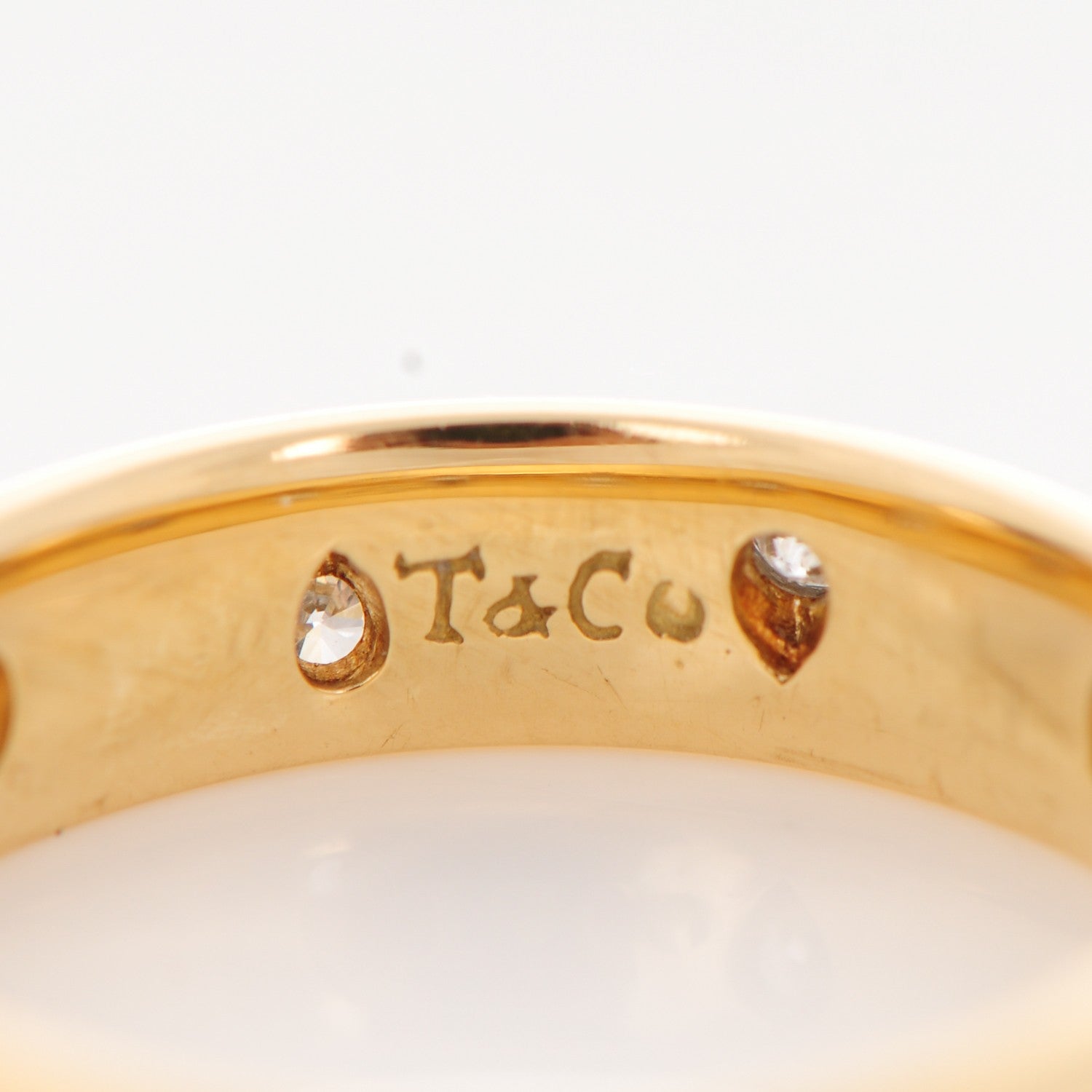 Tiffany 18K Yellow Gold Platinum Diamond 4mm Etoile Band Ring 48 4.5 4 of 4