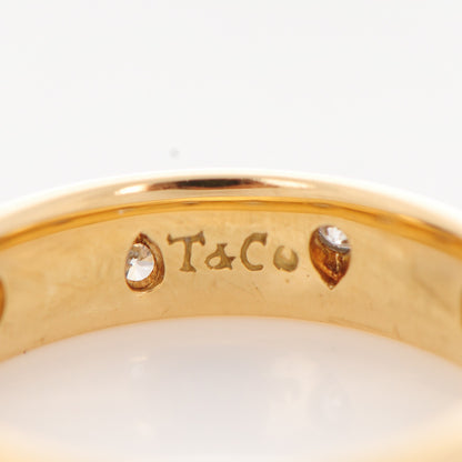 Tiffany 18K Yellow Gold Platinum Diamond 4mm Etoile Band Ring 48 4.5 4 of 4