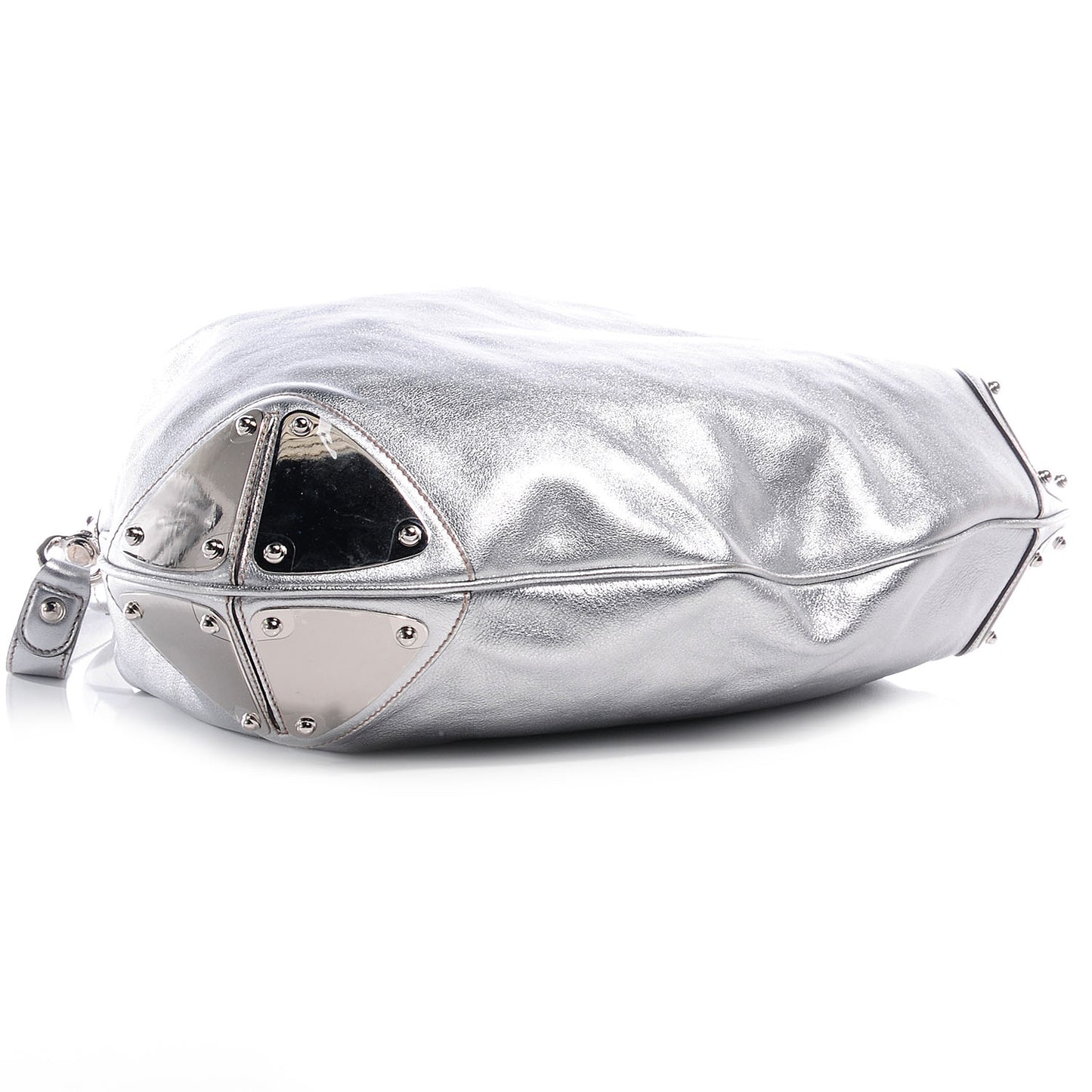 Leather Large Indy Top Handle Bag Silver