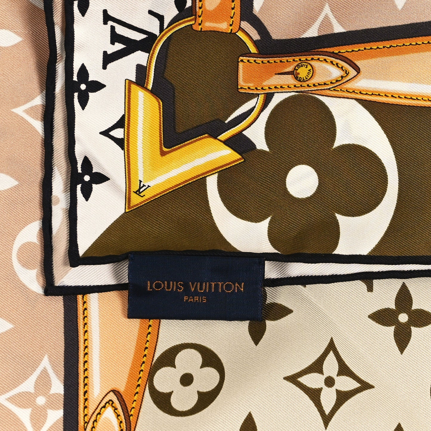 Silk Monogram Confidential Square Scarf Kaki