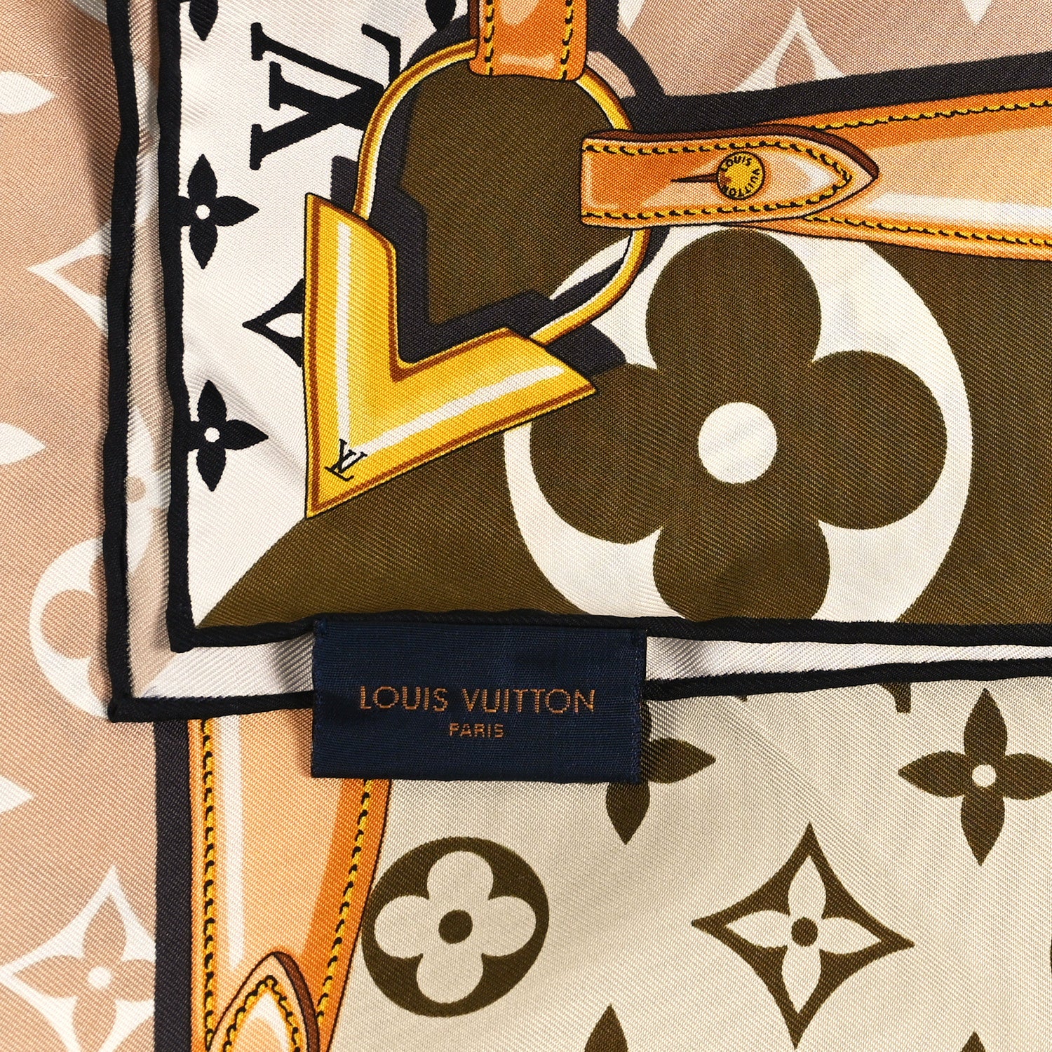 Louis Vuitton Silk Monogram Confidential Square Scarf Kaki 2 of 3