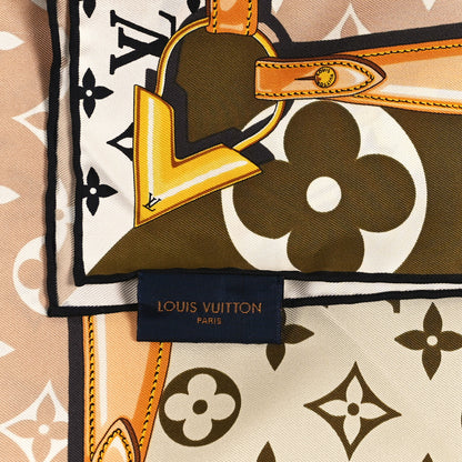 Louis Vuitton Silk Monogram Confidential Square Scarf Kaki 2 of 3