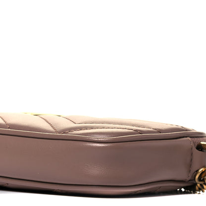 Gucci Calfskin Matelasse Mini GG Marmont Chain Crossbody Bag Porcelain Rose 9 of 9