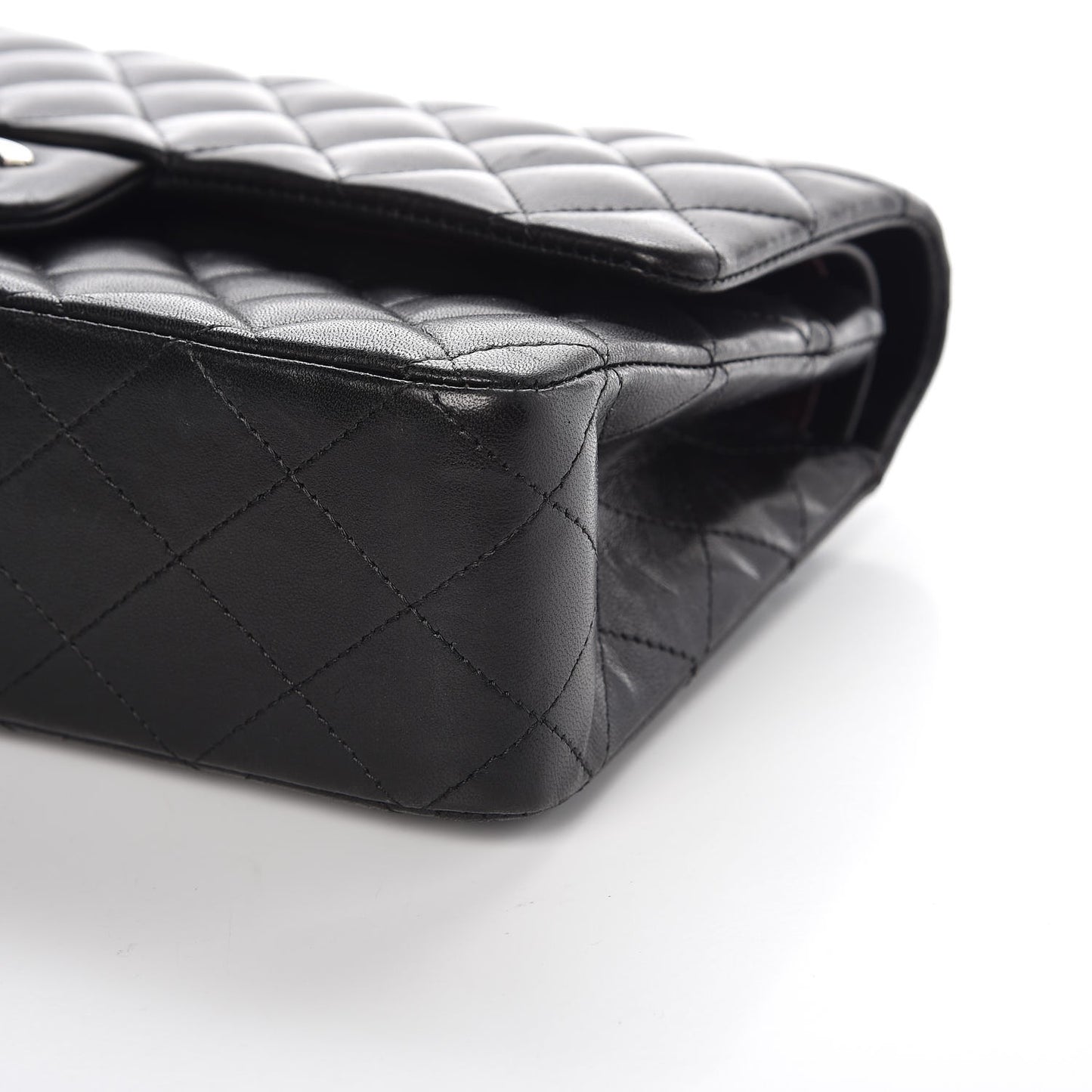 Lambskin Quilted Medium Double Flap Black