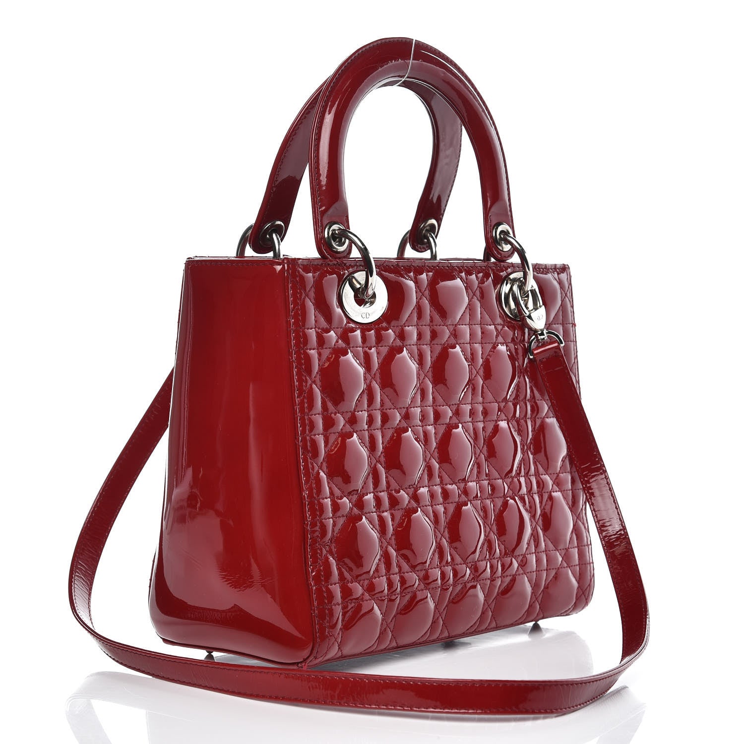 Christian Dior Patent Cannage Medium Lady Dior Red 4 of 13