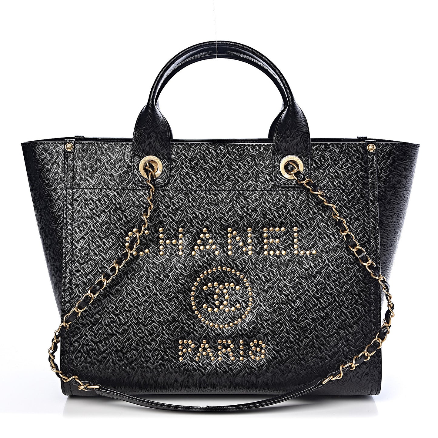 Caviar Small Studded Deauville Tote Black