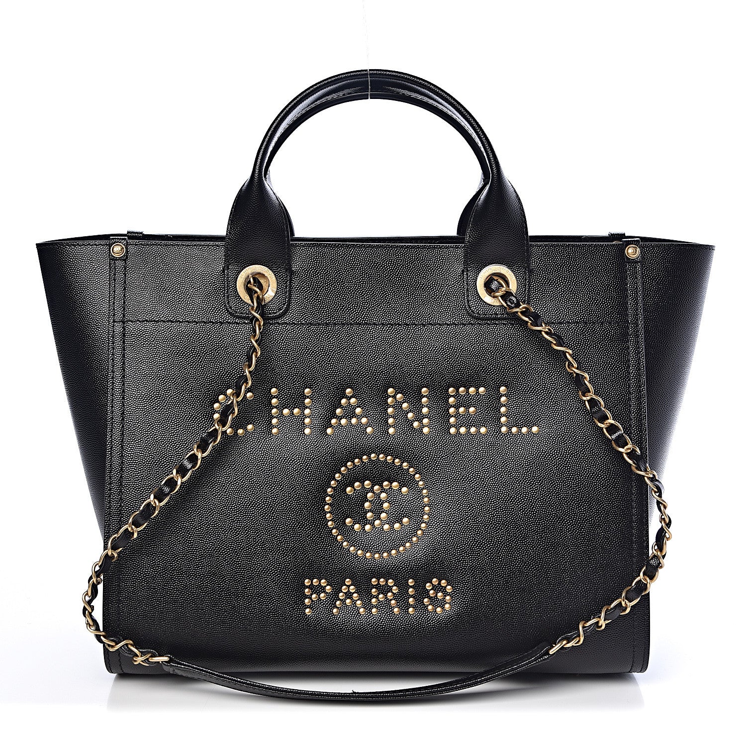 Chanel Caviar Small Studded Deauville Tote Black 1 of 12