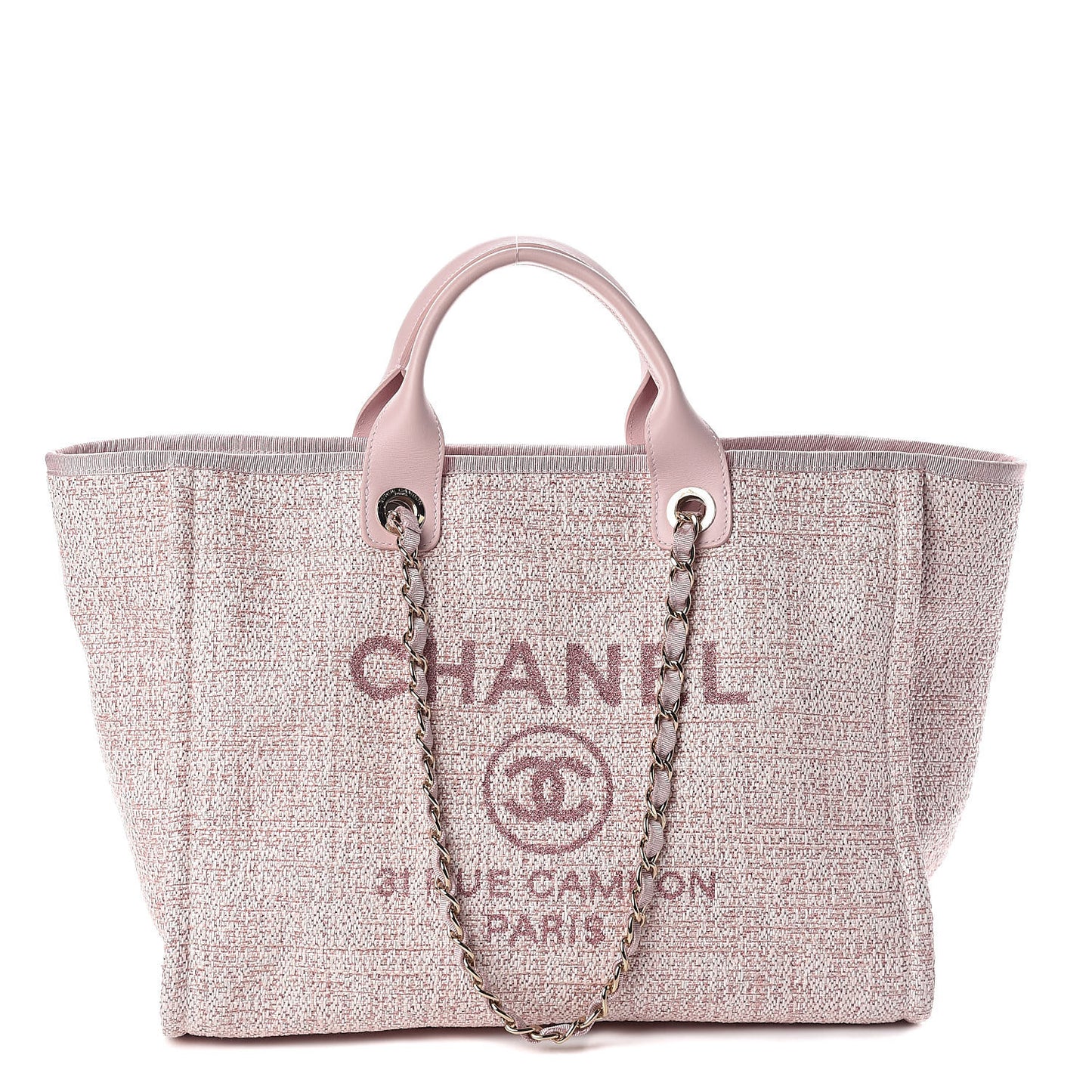 Straw Lurex Large Deauville Tote Pink