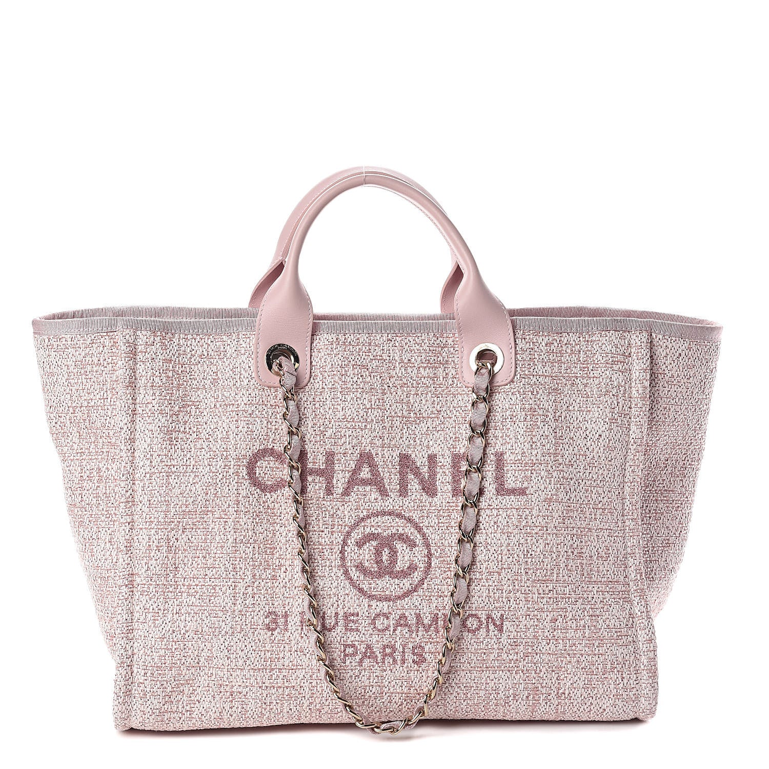 Chanel Straw Lurex Large Deauville Tote Pink 2 of 10