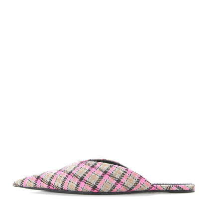 Balenciaga Wool Check Pointed Toe Flat Mules 35 Grey Pink 1 of 10