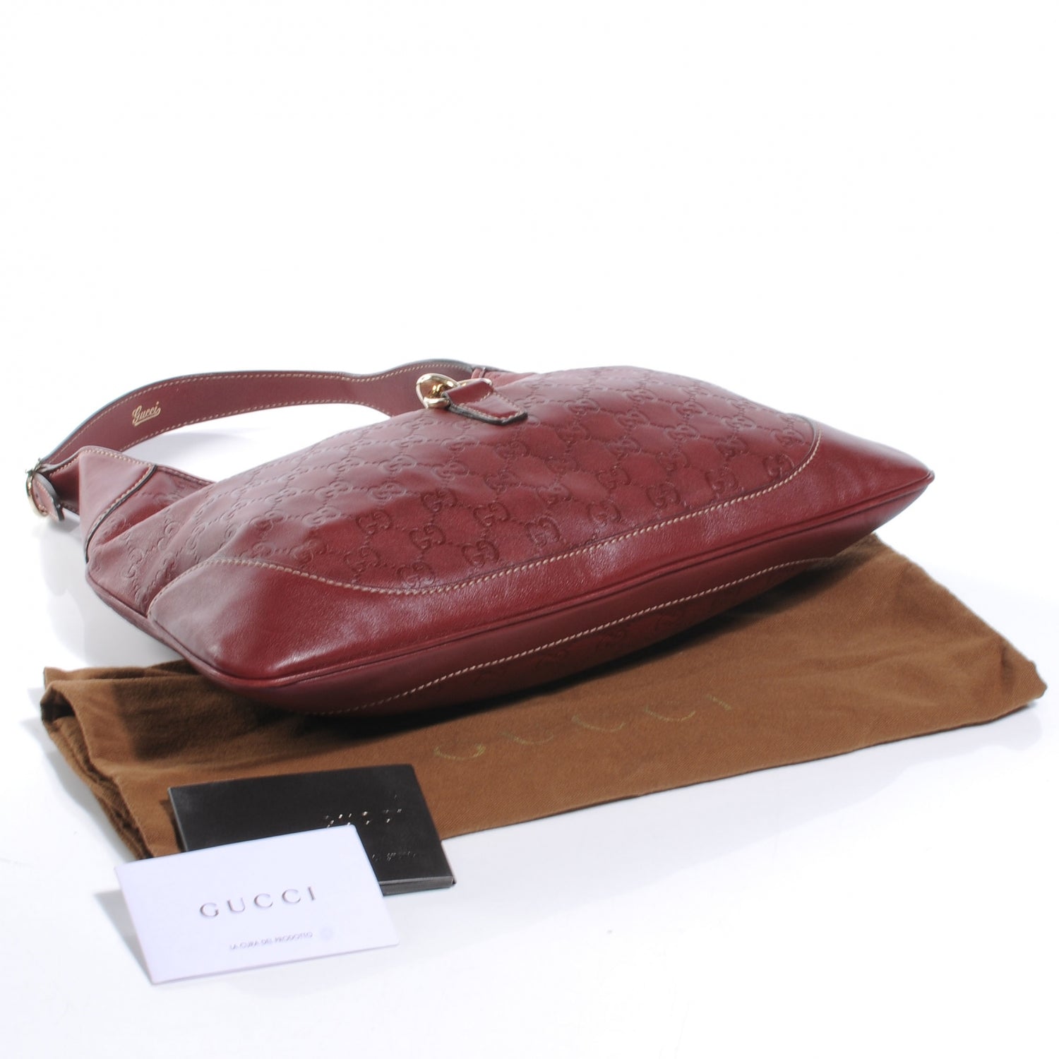 Gucci Guccissima Medium Jackie O Bouvier Hobo Dark Red 4 of 7