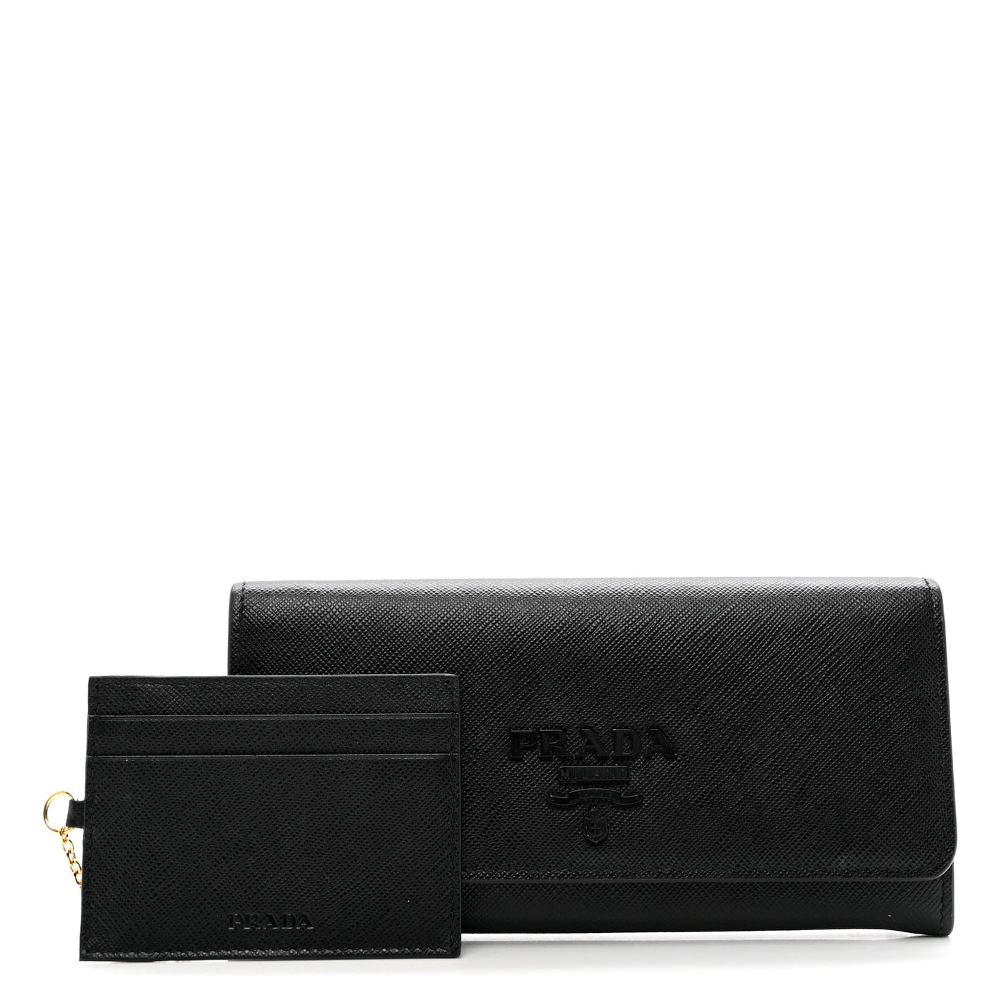 Saffiano Metal Continental Flap Wallet Black