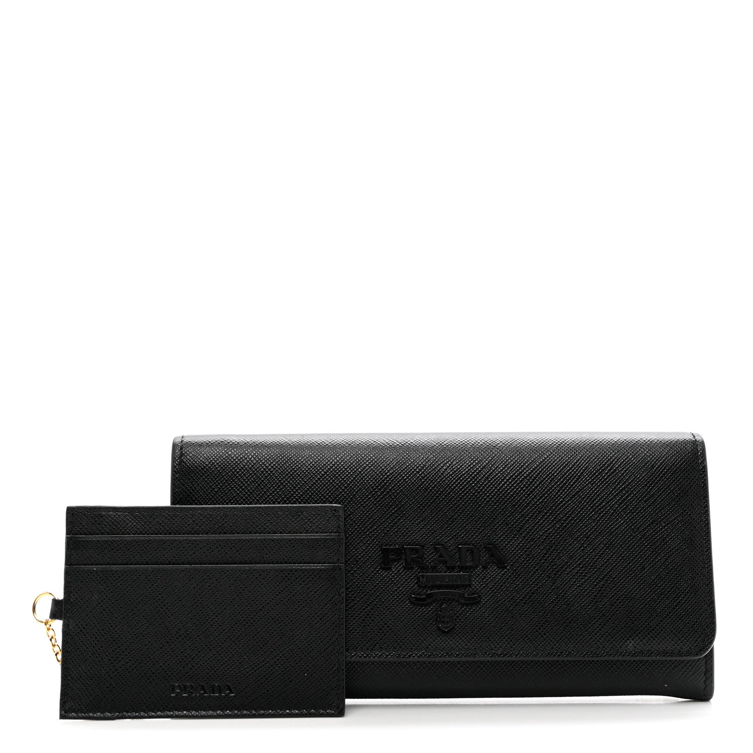 Prada Saffiano Metal Continental Flap Wallet Black 3 of 8
