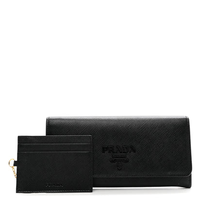 Prada Saffiano Metal Continental Flap Wallet Black 3 of 8