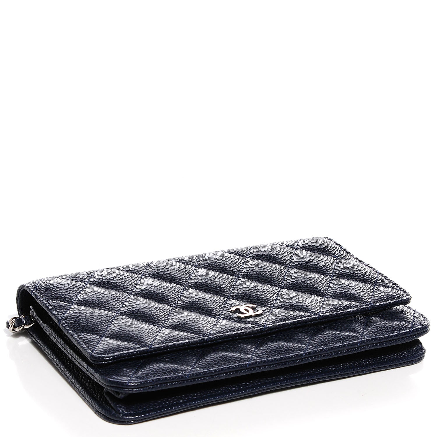 Chanel Caviar Quilted Wallet on Chain WOC Navy Blue 4 of 9
