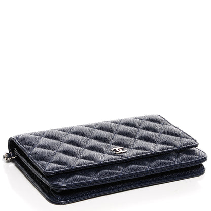 Chanel Caviar Quilted Wallet on Chain WOC Navy Blue 4 of 9