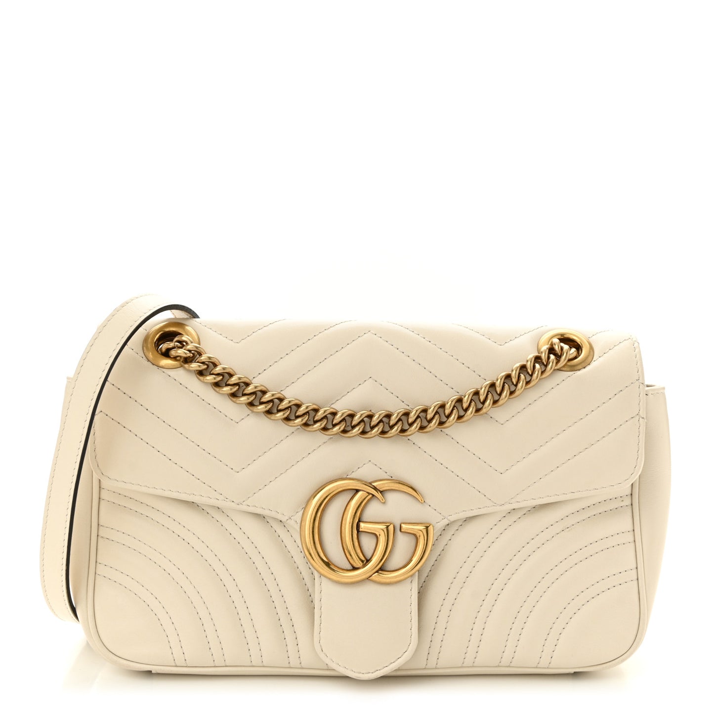 Calfskin Matelasse Small GG Marmont Shoulder Bag White