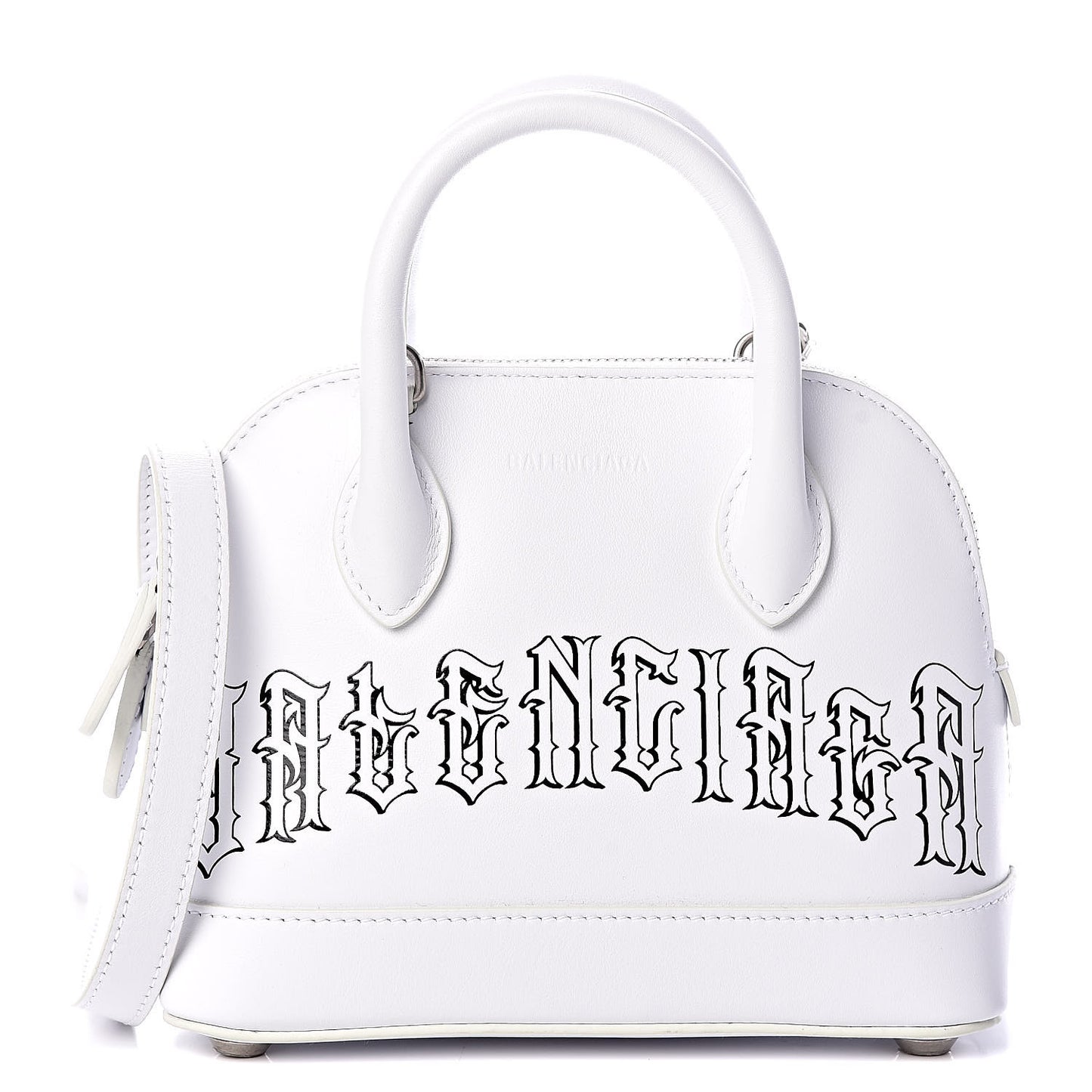 Calfskin Gothic Logo XXS Ville Top Handle Bag White