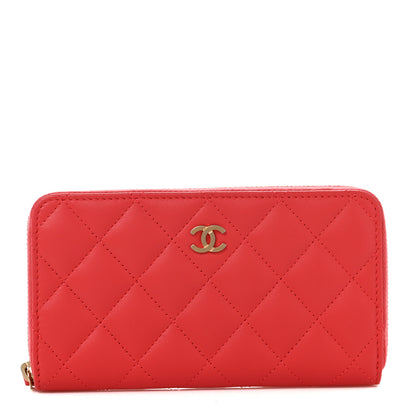 Chanel Lambskin Quilted Small Zip Around Wallet Coral 1 of 10